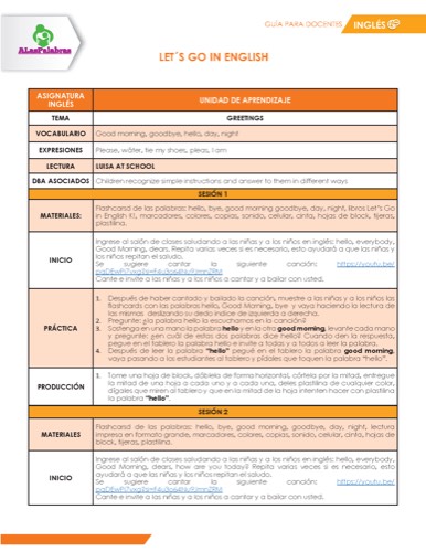 Vista previa de Guide for teachers