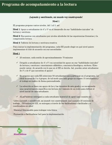 Vista previa de Programa de acompañamiento a la lectura